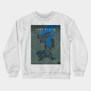 lake placid map Crewneck Sweatshirt